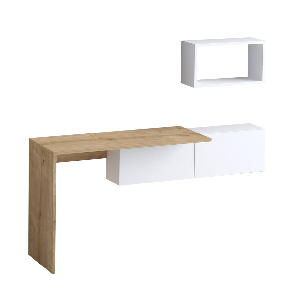 Birou Tiff, Alb - Stejar, 145x45x74 cm