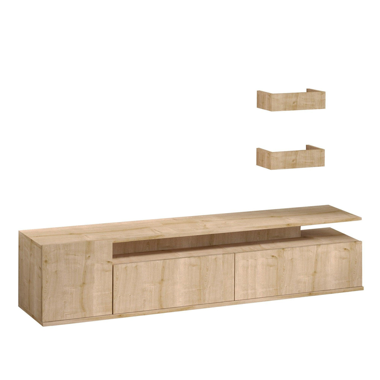 Comoda Tv Alika cu 3 usi, Stejar, 180 x 45 x 35 cm
