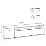 Comoda Tv Alika cu 3 usi, Stejar, 180 x 45 x 35 cm