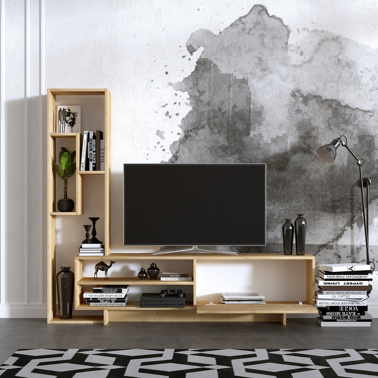 Comodă TV Larissa, Stejar safir, 177x30x158 cm
