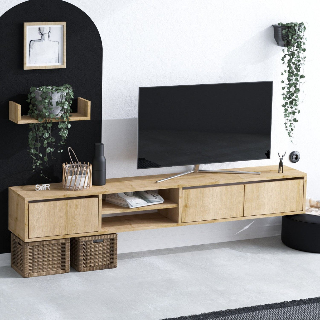 Comodă TV Heka, Stejar safir, 40x15x12 cm