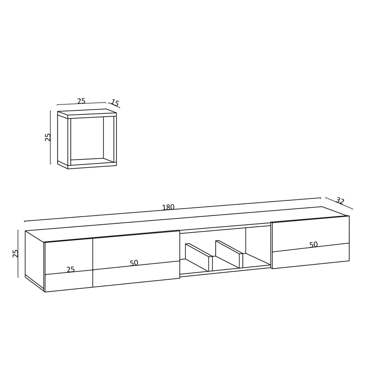 Comodă TV Avior, Stejar safir, 25x15x25 cm