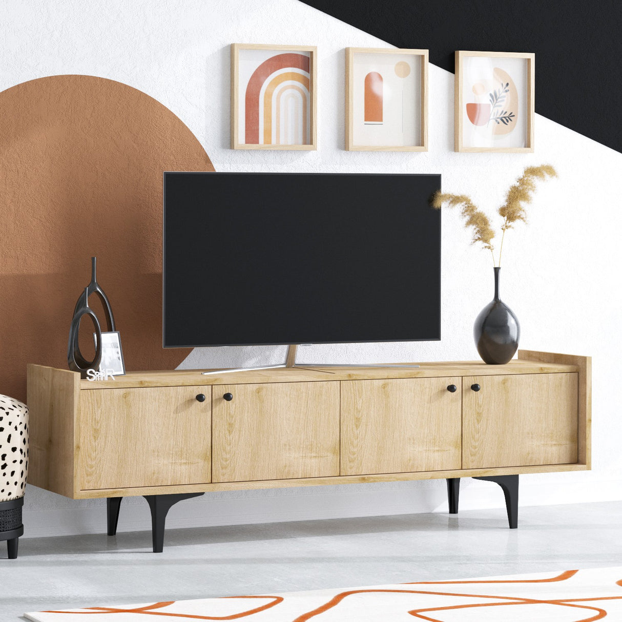 Comodă TV Chow, Stejar safir, 150x40x57 cm
