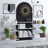 Bibliotecă Lungo, Alb - Negru, 85x20x216 cm