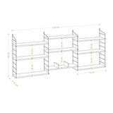 Bibliotecă Lungo, Alb - Negru, 85x20x216 cm