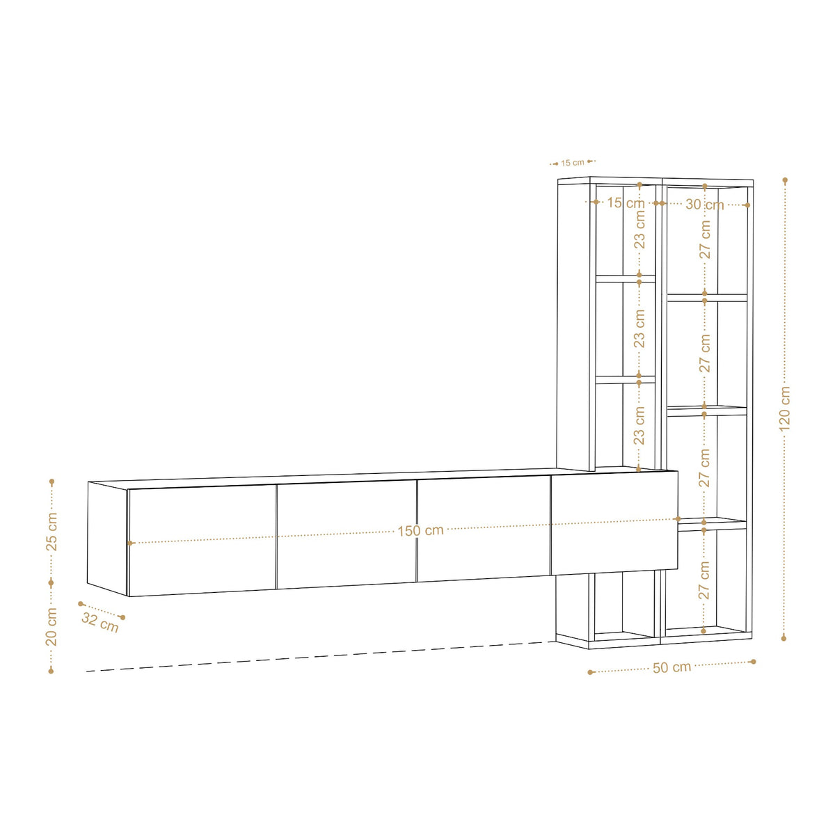 Comodă TV Pana, Alb - Stejar, 182x32x25 cm, SKU 393MRD1283, imagine 4