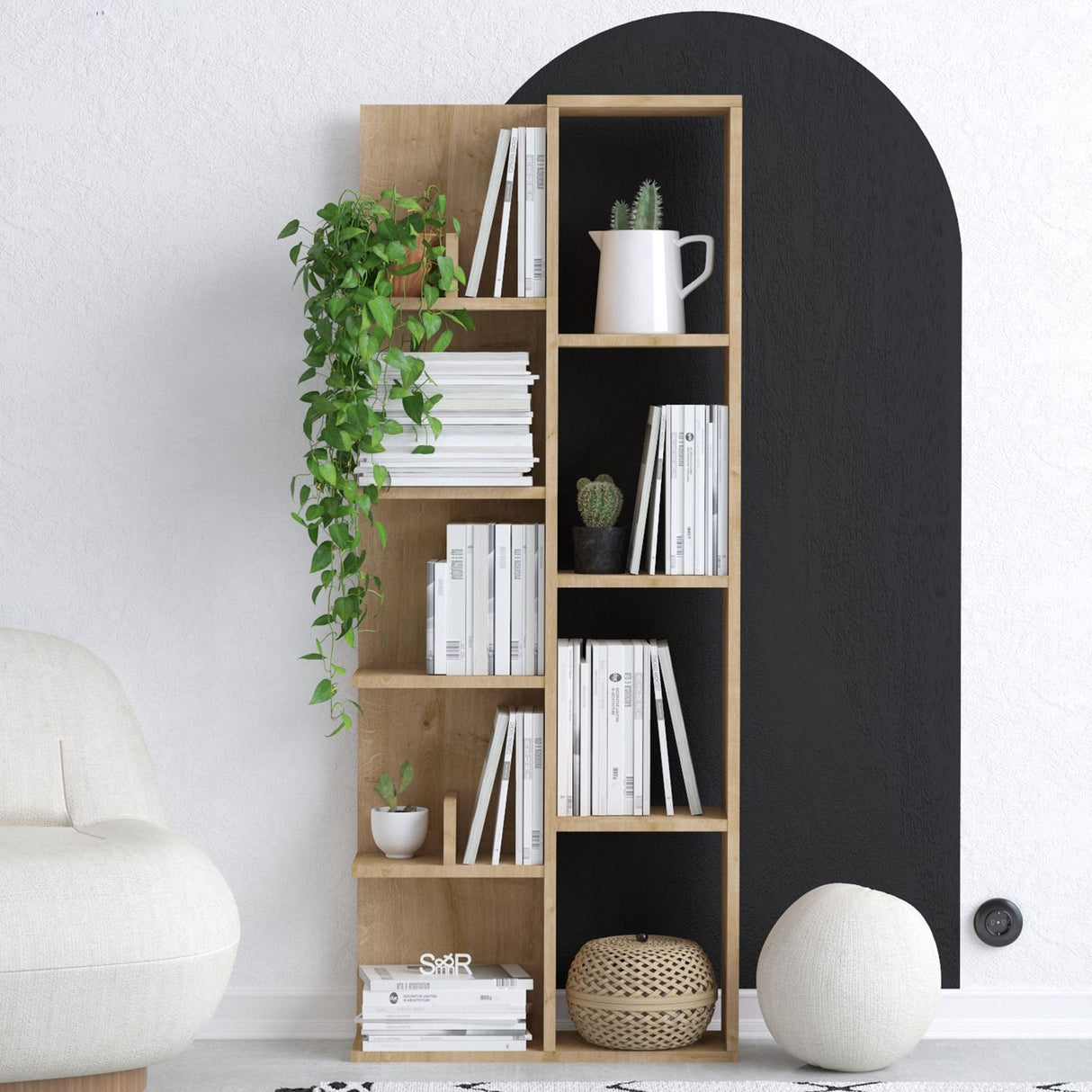 Bibliotecă Lily, Stejar, 60x18x150 cm