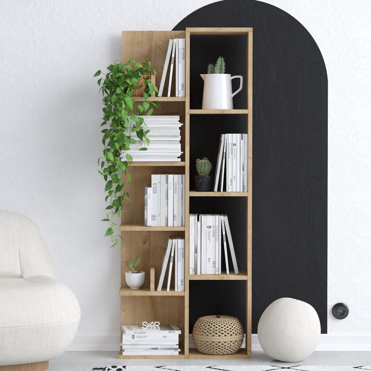 Bibliotecă Lily, Stejar, 60x18x150 cm