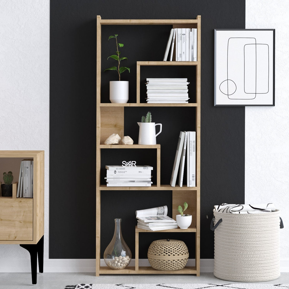 Bibliotecă Megg, Stejar, 60x15x150 cm