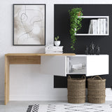 Birou Tiff, Alb - Stejar, 145x45x74 cm