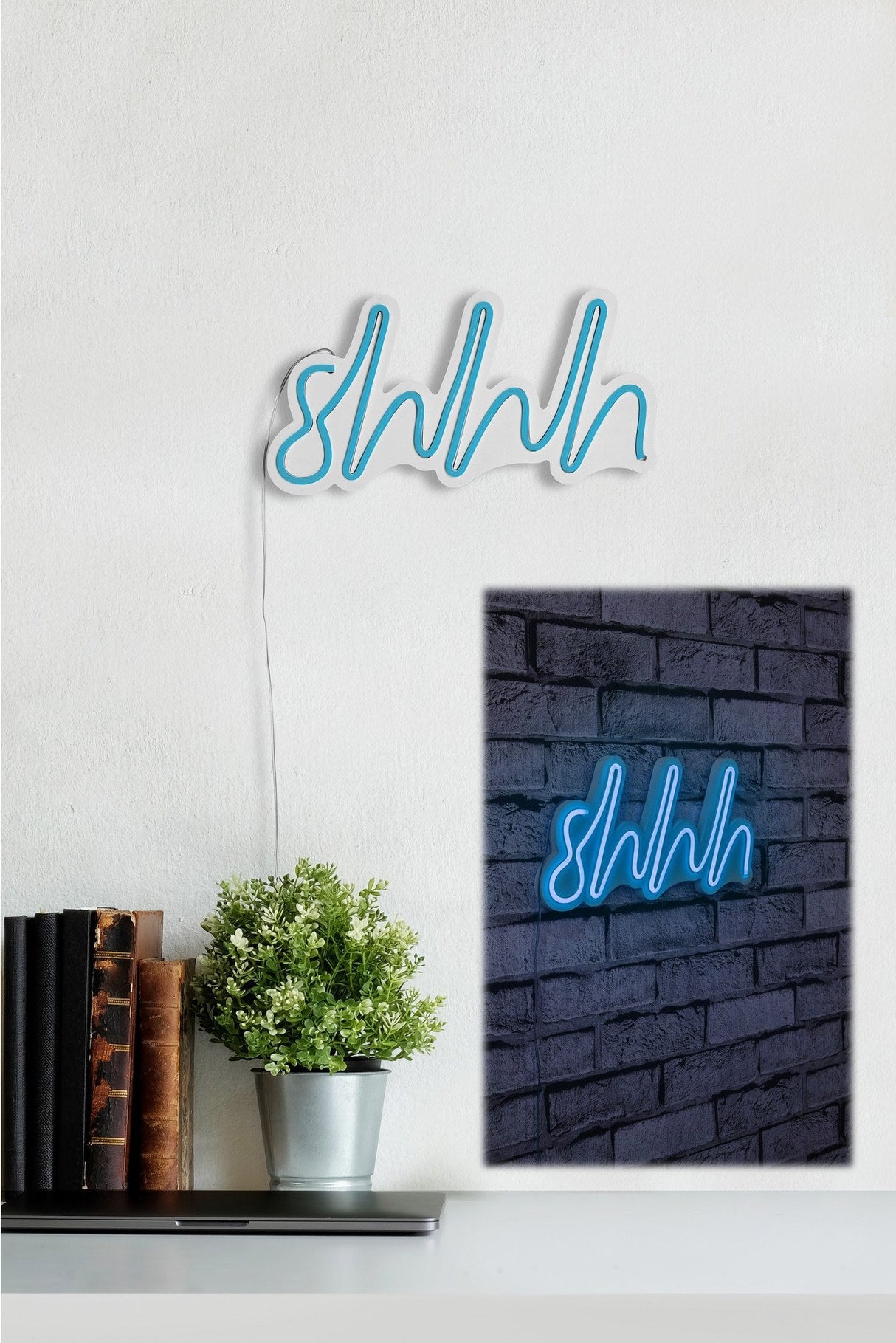 Lampă neon Shhh, Diverse culori, 34x17x2 cm - Albastru | SKU: 395NGR1724 | Lampă neon Shhh, 34x17x2 cm, varianta Albastru, produs pentru amenajarea locuinței, disponibil online în România la CasaMob
