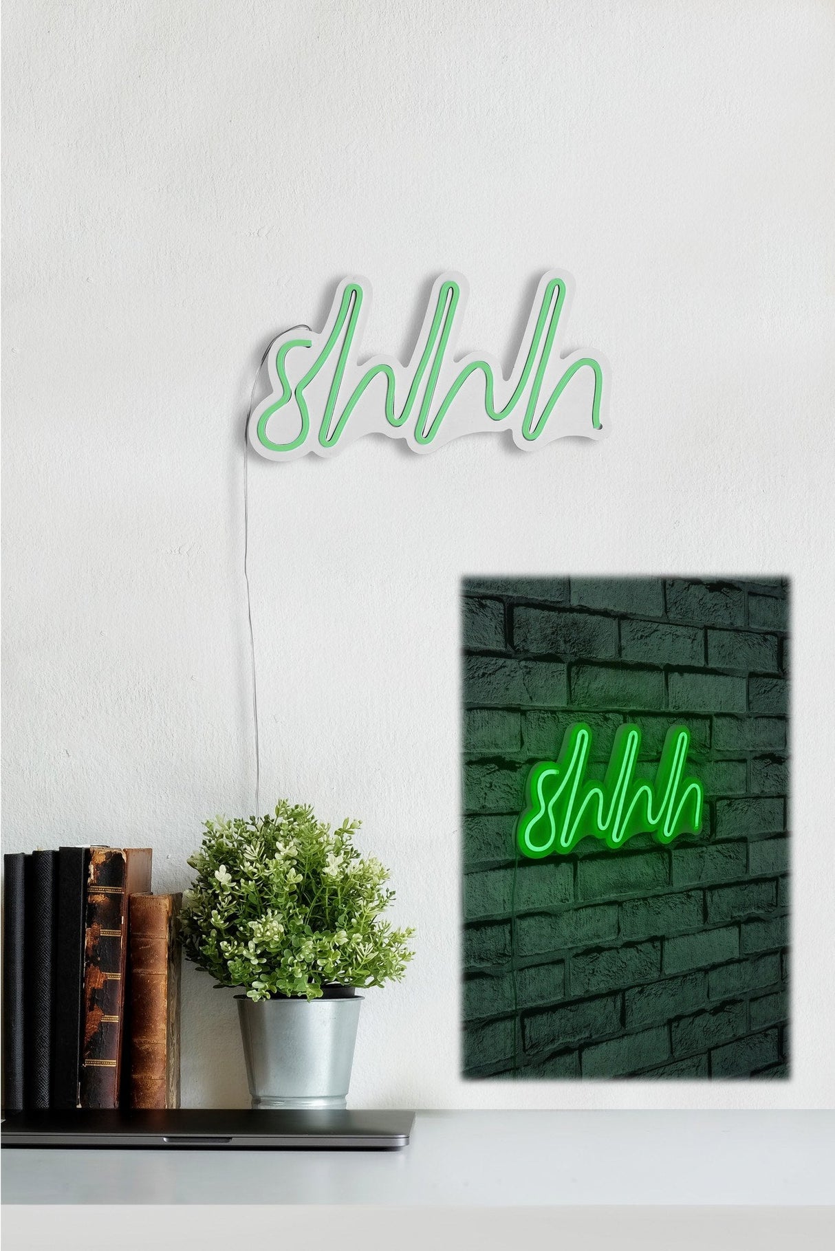 Lampă neon Shhh, Diverse culori, 34x17x2 cm - Verde | SKU: 395NGR1725 | Lampă neon Shhh, 34x17x2 cm, varianta Verde, produs pentru amenajarea locuinței, disponibil online în România la CasaMob