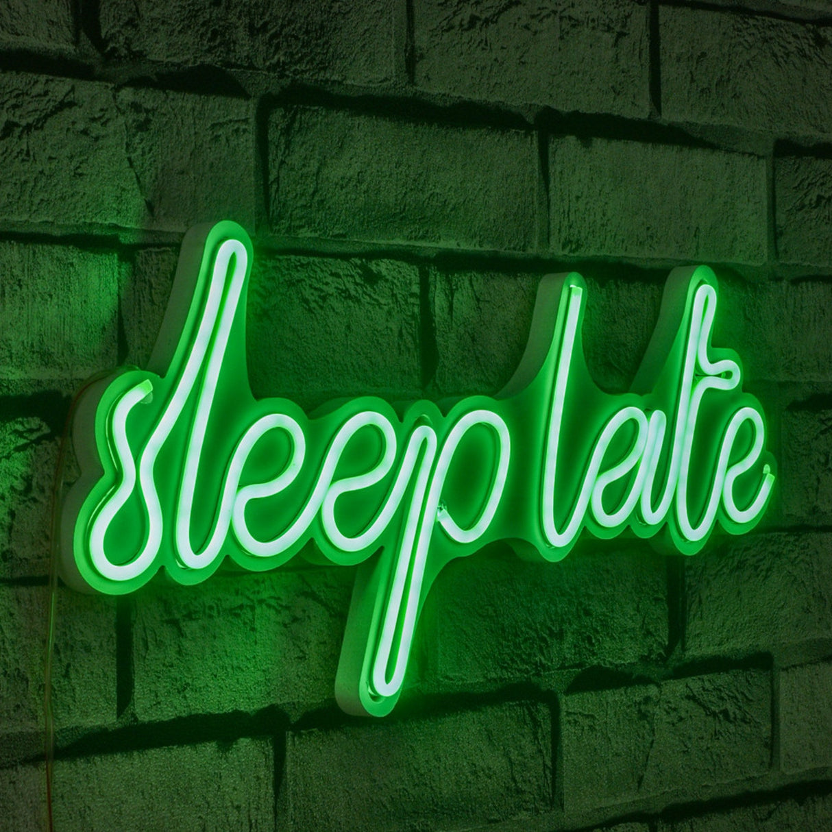 Lampă neon Sleep Late, Diverse culori, 46x20x2 cm - Verde | SKU: 395NGR1730 | Lampă neon Sleep Late, 46x20x2 cm, varianta Verde, produs pentru amenajarea locuinței, disponibil online în România la CasaMob