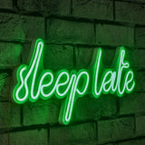 Lampă neon Sleep Late, Diverse culori, 46x20x2 cm - Verde | SKU: 395NGR1730 | Lampă neon Sleep Late, 46x20x2 cm, varianta Verde, produs pentru amenajarea locuinței, disponibil online în România la CasaMob