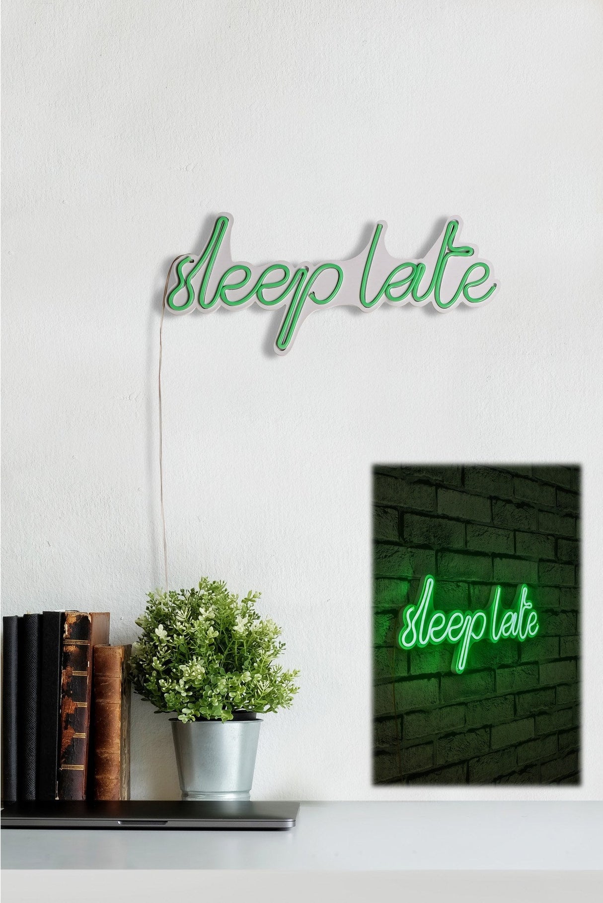 Lampă neon Sleep Late, Diverse culori, 46x20x2 cm - Verde | SKU: 395NGR1730 | Lampă neon Sleep Late, 46x20x2 cm, varianta Verde, produs pentru amenajarea locuinței, disponibil online în România la CasaMob