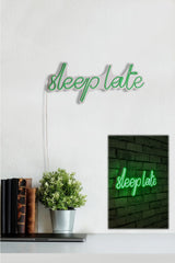 Lampă neon Sleep Late, Diverse culori, 46x20x2 cm - Verde | SKU: 395NGR1730 | Lampă neon Sleep Late, 46x20x2 cm, varianta Verde, produs pentru amenajarea locuinței, disponibil online în România la CasaMob