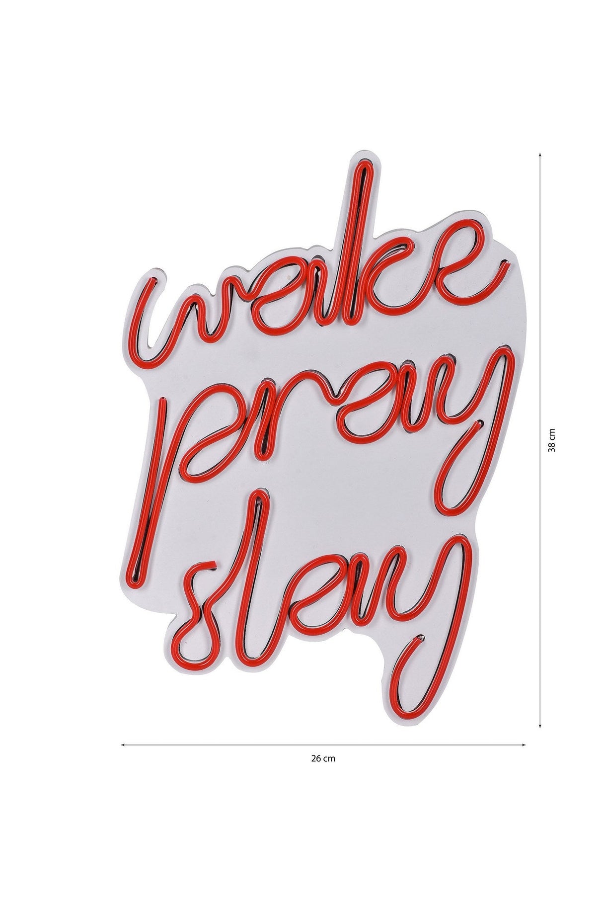 Lampă neon Wake Pray Slay, Diverse culori, 26x38x2 cm - Roșu | SKU: 395NGR1747 | Lampă neon Wake Pray Slay, 26x38x2 cm, varianta Roșu, produs pentru amenajarea locuinței, disponibil online în România la CasaMob