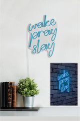 Lampă neon Wake Pray Slay, Diverse culori, 26x38x2 cm - Albastru | SKU: 395NGR1748 | Lampă neon Wake Pray Slay, 26x38x2 cm, varianta Albastru, produs pentru amenajarea locuinței, disponibil online în România la CasaMob