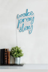 Lampă neon Wake Pray Slay, Diverse culori, 26x38x2 cm - Albastru | SKU: 395NGR1748 | Lampă neon Wake Pray Slay, 26x38x2 cm, varianta Albastru, produs pentru amenajarea locuinței, disponibil online în România la CasaMob