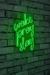 Lampă neon Wake Pray Slay, Diverse culori, 26x38x2 cm - Verde | SKU: 395NGR1749 | Lampă neon Wake Pray Slay, 26x38x2 cm, varianta Verde, produs pentru amenajarea locuinței, disponibil online în România la CasaMob