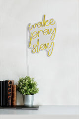 Lampă neon Wake Pray Slay, Diverse culori, 26x38x2 cm - Galben | SKU: 395NGR1750 | Lampă neon Wake Pray Slay, 26x38x2 cm, varianta Galben, produs pentru amenajarea locuinței, disponibil online în România la CasaMob