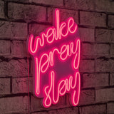 Lampă neon Wake Pray Slay, Diverse culori, 26x38x2 cm - Roz | SKU: 395NGR1751 | Lampă neon Wake Pray Slay, 26x38x2 cm, varianta Roz, produs pentru amenajarea locuinței, disponibil online în România la CasaMob