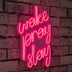 Roz | SKU: 395NGR1751 | Lampă neon Wake Pray Slay, 26x38x2 cm, varianta Roz, produs pentru amenajarea locuinței, disponibil online în România la CasaMob