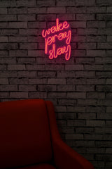 Lampă neon Wake Pray Slay, Diverse culori, 26x38x2 cm - Roz | SKU: 395NGR1751 | Lampă neon Wake Pray Slay, 26x38x2 cm, varianta Roz, produs pentru amenajarea locuinței, disponibil online în România la CasaMob