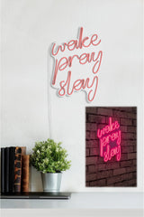 Lampă neon Wake Pray Slay, Diverse culori, 26x38x2 cm - Roz | SKU: 395NGR1751 | Lampă neon Wake Pray Slay, 26x38x2 cm, varianta Roz, produs pentru amenajarea locuinței, disponibil online în România la CasaMob