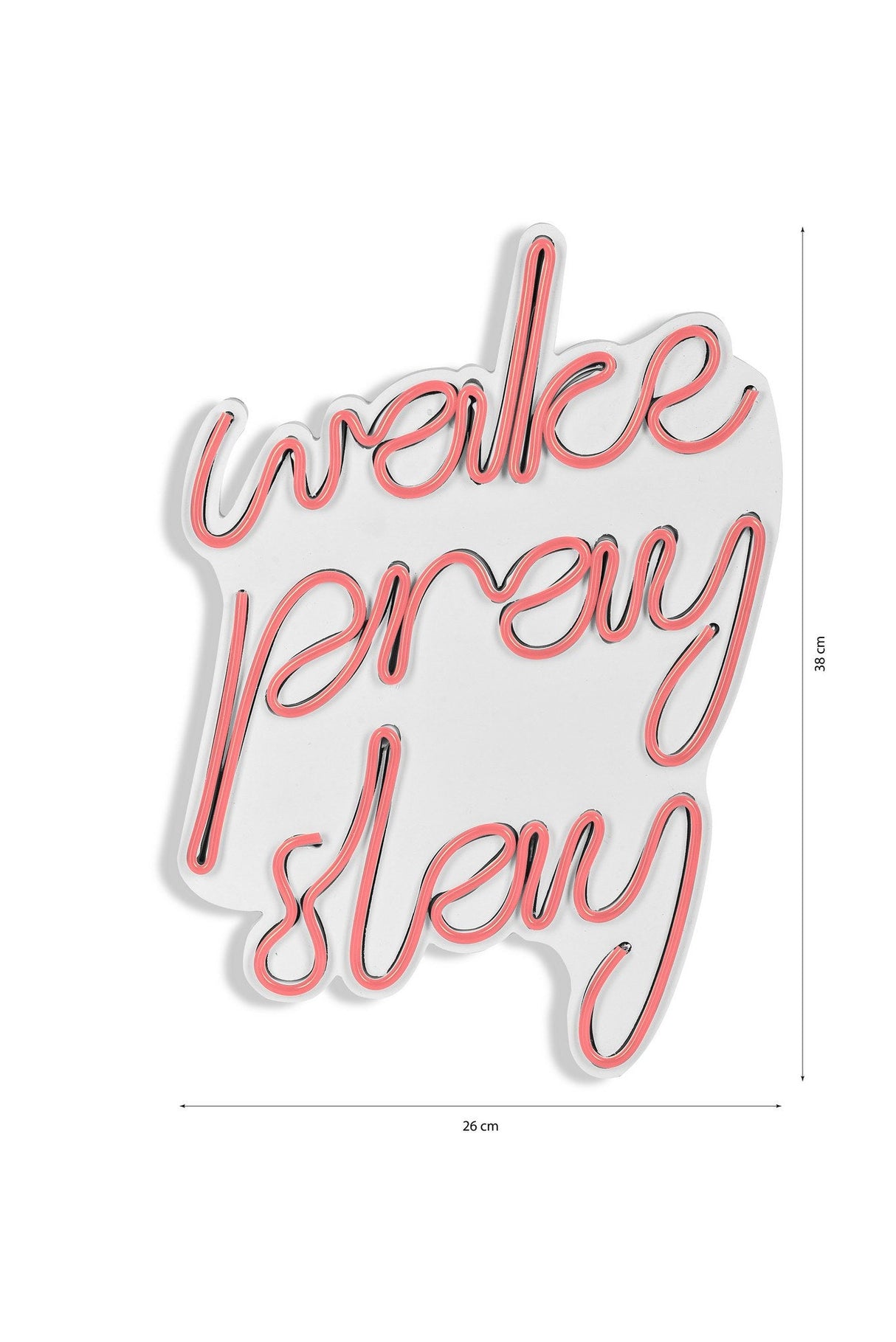 Lampă neon Wake Pray Slay, Diverse culori, 26x38x2 cm - Roz | SKU: 395NGR1751 | Lampă neon Wake Pray Slay, 26x38x2 cm, varianta Roz, produs pentru amenajarea locuinței, disponibil online în România la CasaMob