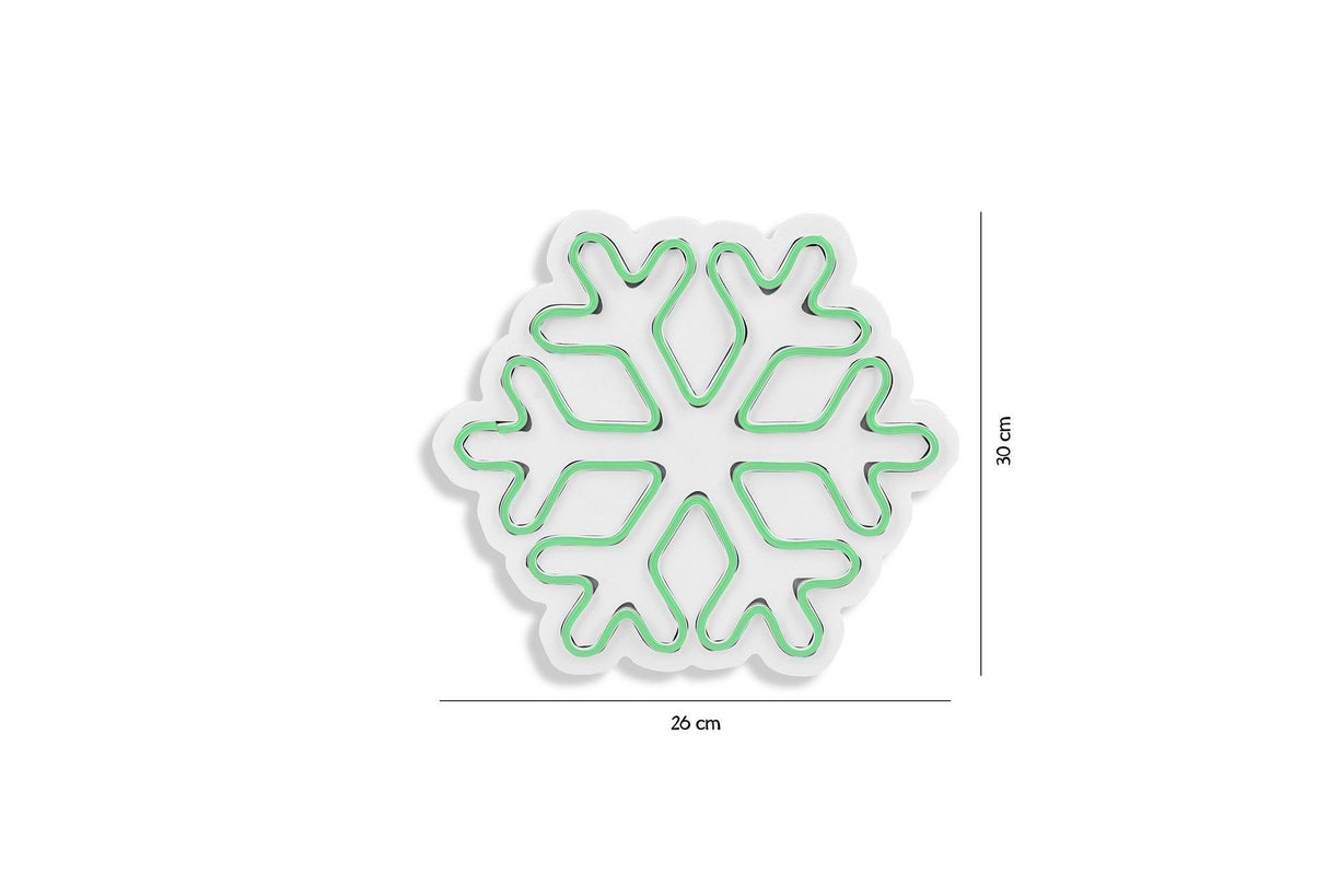 Lampă neon Snowflake, Diverse culori, 30x26x2 cm - Verde | SKU: 395NGR1960 | Lampă neon Snowflake, 30x26x2 cm, varianta Verde, produs pentru amenajarea locuinței, disponibil online în România la CasaMob