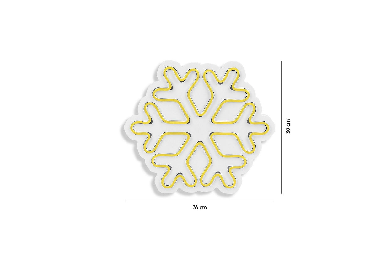 Lampă neon Snowflake, Diverse culori, 30x26x2 cm - Galben | SKU: 395NGR1961 | Lampă neon Snowflake, 30x26x2 cm, varianta Galben, produs pentru amenajarea locuinței, disponibil online în România la CasaMob