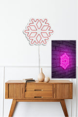 Lampă neon Snowflake, Diverse culori, 30x26x2 cm - Roz | SKU: 395NGR1962 | Lampă neon Snowflake, 30x26x2 cm, varianta Roz, produs pentru amenajarea locuinței, disponibil online în România la CasaMob