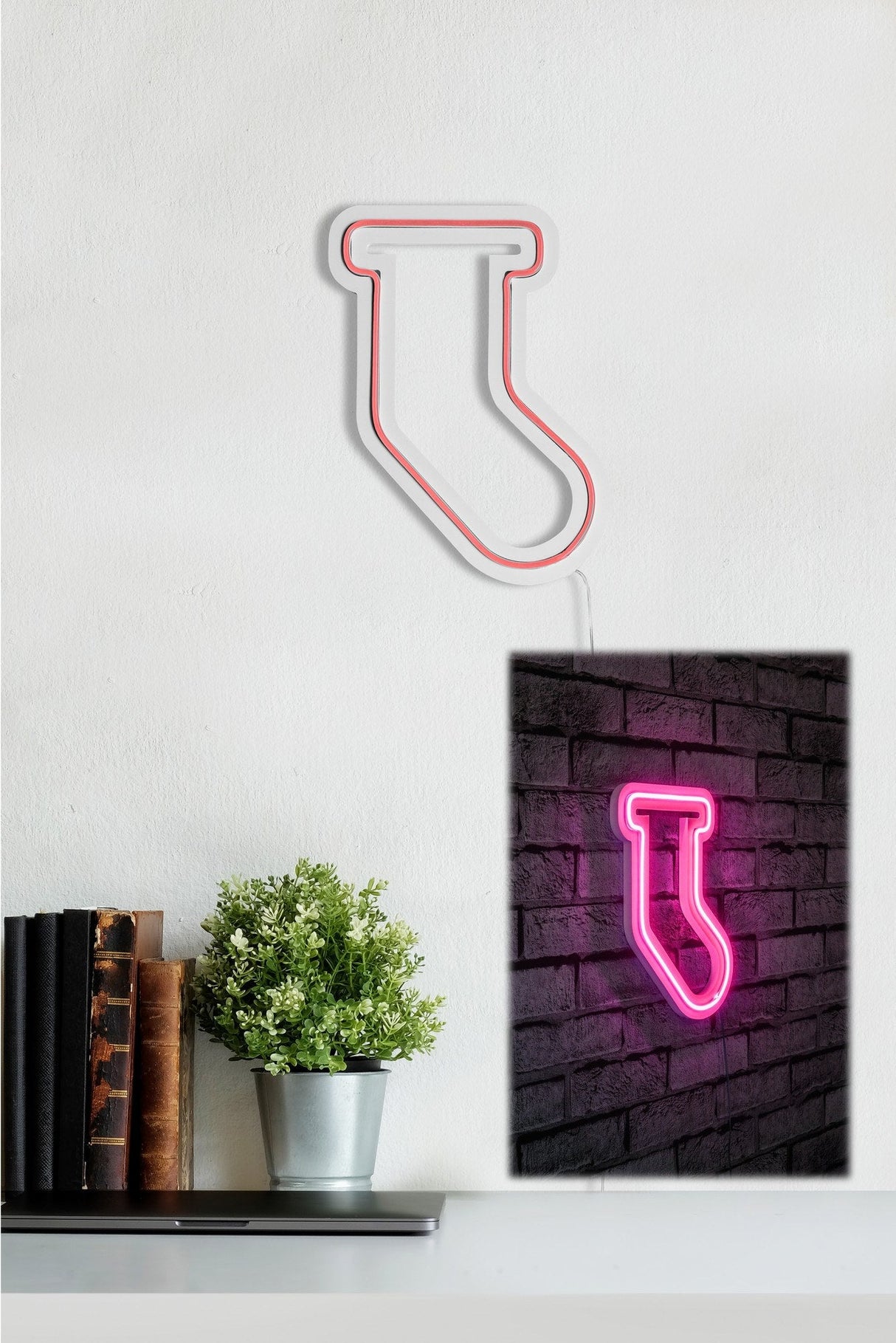 Lampă neon Socks, Diverse culori, 18x24x2 cm - Roz | SKU: 395NGR1967 | Lampă neon Socks, 18x24x2 cm, varianta Roz, produs pentru amenajarea locuinței, disponibil online în România la CasaMob
