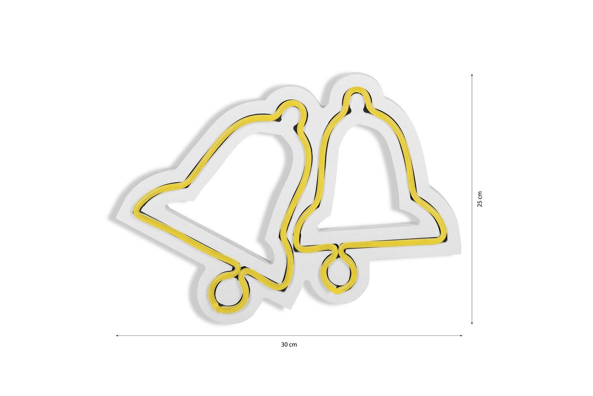 Lampă neon Bells, Diverse culori, 30x24x2 cm - Galben | SKU: 395NGR1971 | Lampă neon Bells, 30x24x2 cm, varianta Galben, produs pentru amenajarea locuinței, disponibil online în România la CasaMob