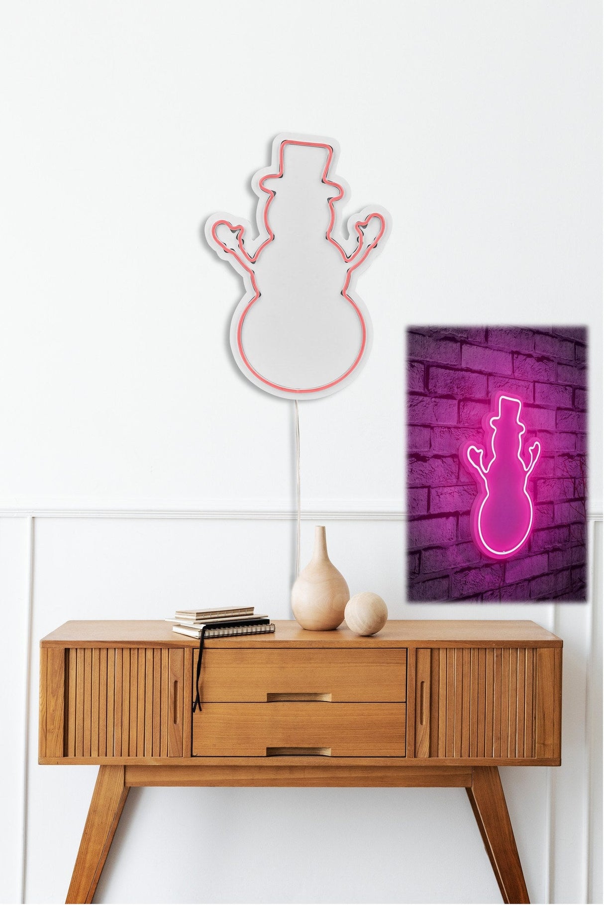 Lampă neon Snowman, Diverse culori, 18x35x2 cm - Roz | SKU: 395NGR1982 | Lampă neon Snowman, 18x35x2 cm, varianta Roz, produs pentru amenajarea locuinței, disponibil online în România la CasaMob