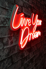 Lampă neon Live Your Dream, Diverse culori, 30x53x2 cm - Roșu | SKU: 395NGR2127 | Lampă neon Live Your Dream, 30x53x2 cm, varianta Roșu, produs pentru amenajarea locuinței, disponibil online în România la CasaMob