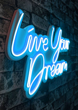 Lampă neon Live Your Dream, Diverse culori, 30x53x2 cm - Albastru | SKU: 395NGR2128 | Lampă neon Live Your Dream, 30x53x2 cm, varianta Albastru, produs pentru amenajarea locuinței, disponibil online în România la CasaMob