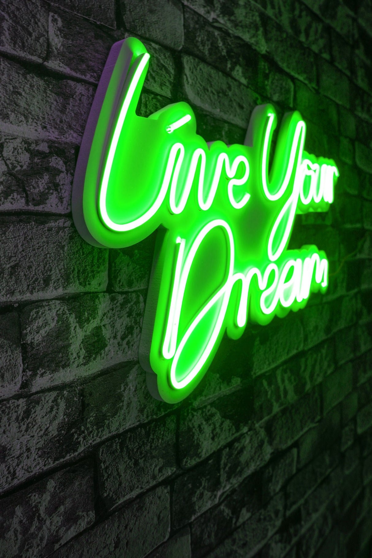 Lampă neon Live Your Dream, Diverse culori, 30x53x2 cm - Verde | SKU: 395NGR2129 | Lampă neon Live Your Dream, 30x53x2 cm, varianta Verde, produs pentru amenajarea locuinței, disponibil online în România la CasaMob