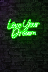 Lampă neon Live Your Dream, Diverse culori, 30x53x2 cm - Verde | SKU: 395NGR2129 | Lampă neon Live Your Dream, 30x53x2 cm, varianta Verde, produs pentru amenajarea locuinței, disponibil online în România la CasaMob