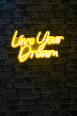 Lampă neon Live Your Dream, Diverse culori, 30x53x2 cm - Galben | SKU: 395NGR2130 | Lampă neon Live Your Dream, 30x53x2 cm, varianta Galben, produs pentru amenajarea locuinței, disponibil online în România la CasaMob