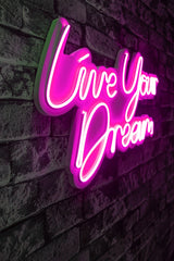 Lampă neon Live Your Dream, Diverse culori, 30x53x2 cm - Roz | SKU: 395NGR2131 | Lampă neon Live Your Dream, 30x53x2 cm, varianta Roz, produs pentru amenajarea locuinței, disponibil online în România la CasaMob