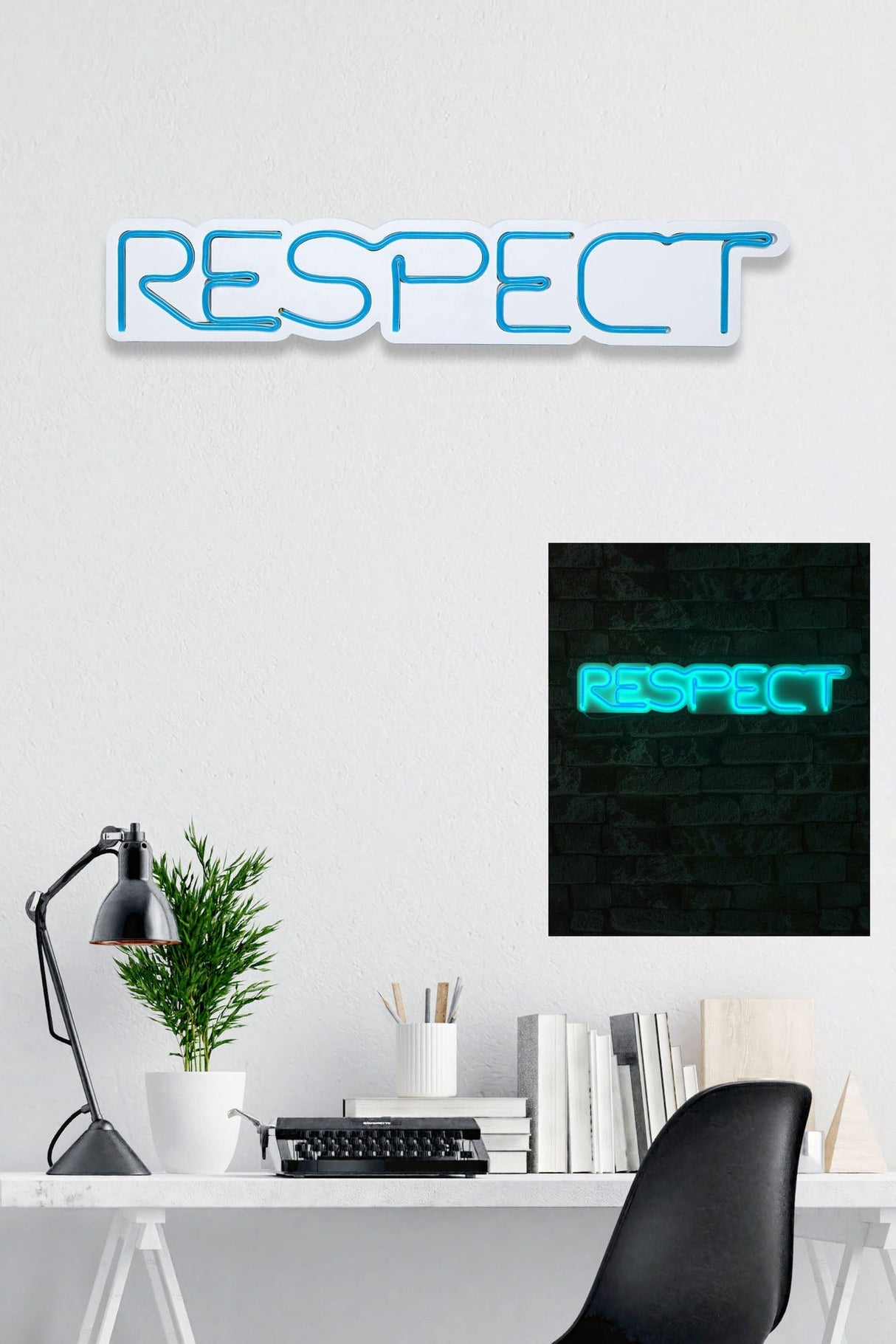 Lampă neon Respect, Diverse culori, 11x57x2 cm - Albastru | SKU: 395NGR2141 | Lampă neon Respect, 11x57x2 cm, varianta Albastru, produs pentru amenajarea locuinței, disponibil online în România la CasaMob