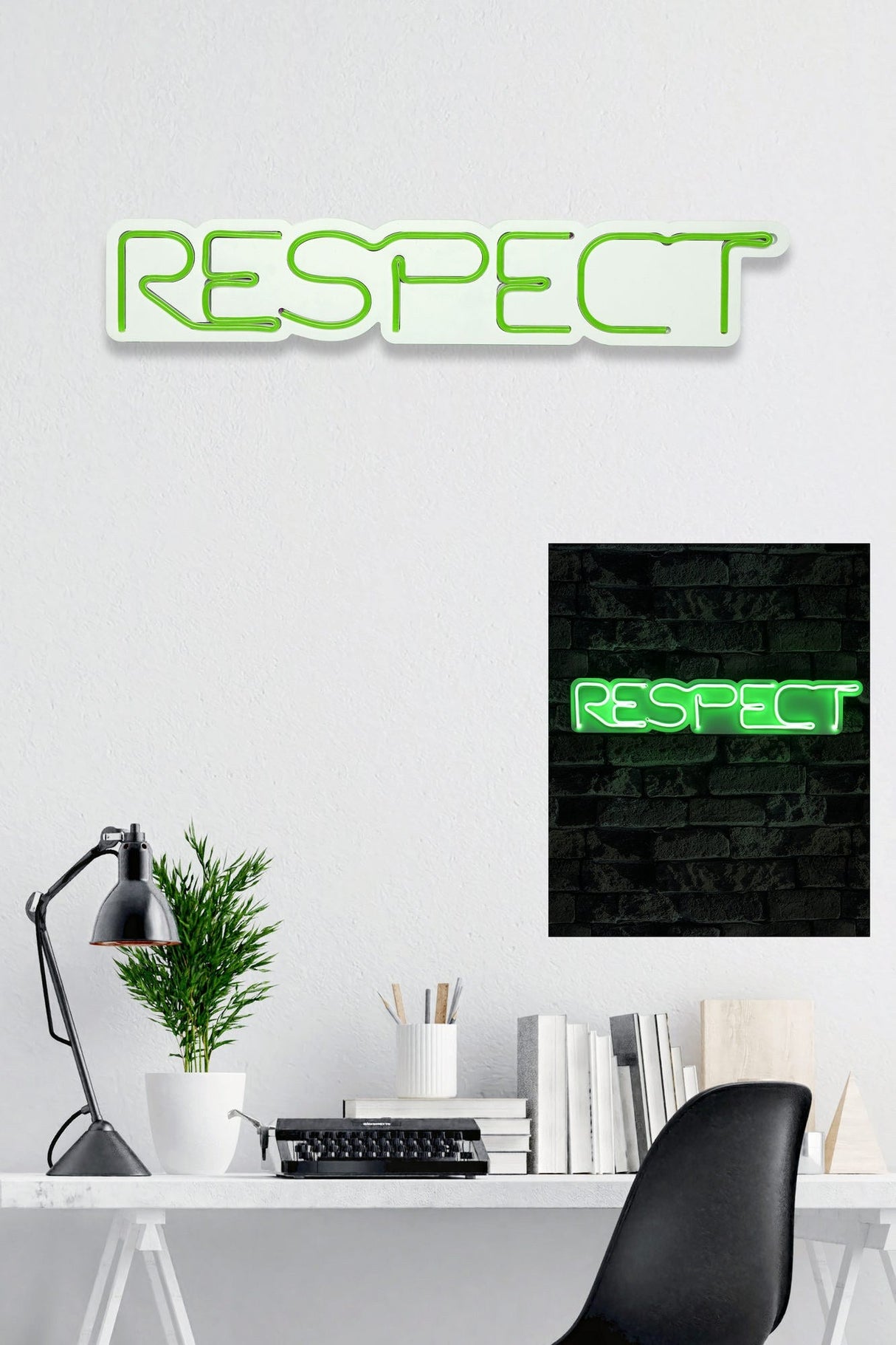 Lampă neon Respect, Diverse culori, 11x57x2 cm - Verde | SKU: 395NGR2202 | Lampă neon Respect, 11x57x2 cm, varianta Verde, produs pentru amenajarea locuinței, disponibil online în România la CasaMob