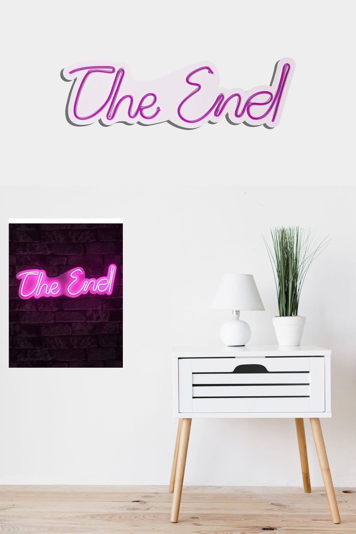 Lampă neon The End, Diverse culori, 16x50x2 cm - Roz | SKU: 395NGR2212 | Lampă neon The End, 16x50x2 cm, varianta Roz, produs pentru amenajarea locuinței, disponibil online în România la CasaMob