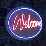 Lampă neon Welcome, Diverse culori, 29x58x2 cm - Albastru - Roz | SKU: 395NGR2223 | Lampă neon Welcome, 29x58x2 cm, varianta Albastru - Roz, produs pentru amenajarea locuinței, disponibil online în România la CasaMob