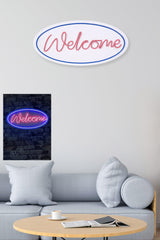 Lampă neon Welcome, Diverse culori, 29x58x2 cm - Albastru - Roz | SKU: 395NGR2223 | Lampă neon Welcome, 29x58x2 cm, varianta Albastru - Roz, produs pentru amenajarea locuinței, disponibil online în România la CasaMob