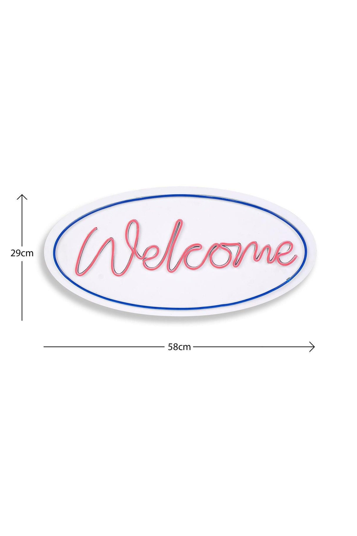 Lampă neon Welcome, Diverse culori, 29x58x2 cm - Albastru - Roz | SKU: 395NGR2223 | Lampă neon Welcome, 29x58x2 cm, varianta Albastru - Roz, produs pentru amenajarea locuinței, disponibil online în România la CasaMob