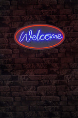 Lampă neon Welcome, Diverse culori, 29x58x2 cm - Roșu - Albastru | SKU: 395NGR2224 | Lampă neon Welcome, 29x58x2 cm, varianta Roșu - Albastru, produs pentru amenajarea locuinței, disponibil online în România la CasaMob