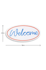 Lampă neon Welcome, Diverse culori, 29x58x2 cm - Roșu - Albastru | SKU: 395NGR2224 | Lampă neon Welcome, 29x58x2 cm, varianta Roșu - Albastru, produs pentru amenajarea locuinței, disponibil online în România la CasaMob